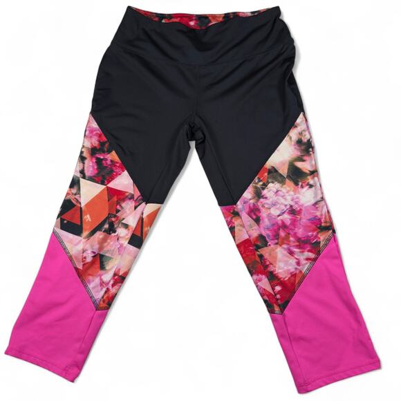 RBX Womens Leggings L Geometric Colorblock Full Length Activewear Pants - Picture 1 of 8